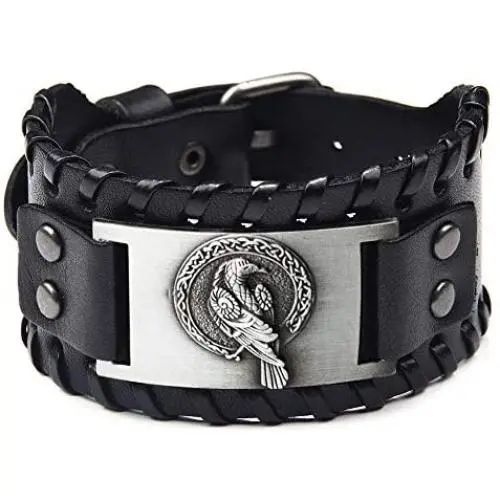 TURTLEDOVE Viking Bracelet Odins Raven - Crow Animal Bracelets of Norse Mythology Amulet - Scandinavian Talisman for Midgard Pagan TURTLEDOVE Viking Bracelet Odins Raven - Crow Animal Bracelets of Norse Mythology Amulet - Scandinavian Talisman for Midgard Pagan