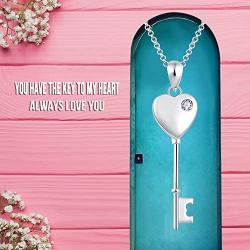 Sterling Silver Key Urn Necklace Heart Shape Urn Pendant Cremation Ashes Keepsake Memorial Jewelry