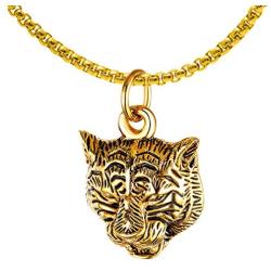 Xusamss Punk Rock Stainless Steel Animal Tiger Head Tag Pendant Charm Necklace