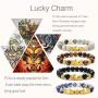 JEWPARK 6 Pcs Feng Shui Pixiu Good Luck Bracelets for Men Women Natural Gemstone Healing Energy Pi Yao Dragon Charm Beaded Bracelet Attach Wealth Money Jewelry