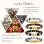 JEWPARK 6 Pcs Feng Shui Pixiu Good Luck Bracelets for Men Women Natural Gemstone Healing Energy Pi Yao Dragon Charm Beaded Bracelet Attach Wealth Money Jewelry
