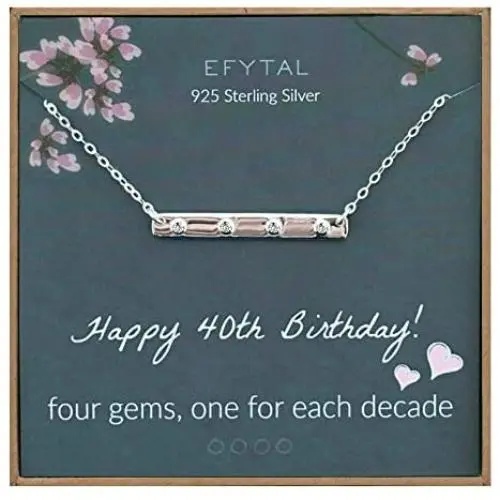 EFYTAL 40th Birthday Gifts for Women, 925 Sterling Silver Four CZ Bar Necklace For Her, 4 Decade Jewelry 40 Years Old EFYTAL 40th Birthday Gifts for Women, 925 Sterling Silver Four CZ Bar Necklace For Her, 4 Decade Jewelry 40 Years Old