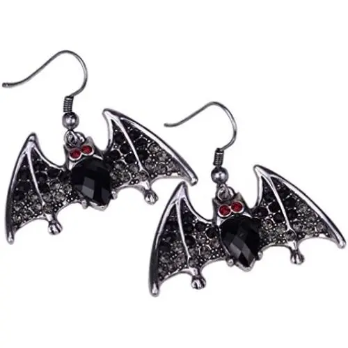 YACQ Womens Bat Dangle Earrings - Halloween Costume Accessories Jewelry - Lead & Nickle Free - 1-1/2 L X 1-1/2 W Inches YACQ Womens Bat Dangle Earrings - Halloween Costume Accessories Jewelry - Lead & Nickle Free - 1-1/2 L X 1-1/2 W Inches