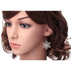 Szxc Womens Crystal Snowflake Dangle Earrings - Ultra Light - 2 Inch Long - Christmas Holiday Jewelry