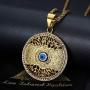Lee Island Fashion 24K Gold Plated Eye of Horus On Tree Of Life Egyptian Protection Pendant Stainless Steel Necklace For Men Boys, 24 Inch Chain Blue Evil Eye Jewelry