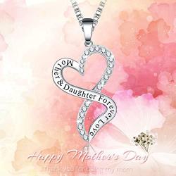 Ado Glo Mother’s Day Mom Gifts, Always My Mother Forever My Friend Love Heart Pendant Necklace, Fashion Jewelry for Women, Birthday Anniversary Christmas Present for Her, Wife, Aunt, Nana, Daughter