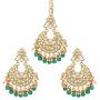 Aheli Ethnic Wedding Kundan Pearl Earrings Maang Tikka Set Indian Traditional Jewelry for Women