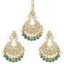 Aheli Ethnic Wedding Kundan Pearl Earrings Maang Tikka Set Indian Traditional Jewelry for Women Aheli Ethnic Wedding Kundan Pearl Earrings Maang Tikka Set Indian Traditional Jewelry for Women