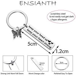 ENSIANTH Friend Inspiring Gift Butterfly Memorial Keychain Strong Encouragement Gift Faith Keychain