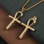 HZMAN Ankh Cross Stainless Steel Horus Eye Pendant Ancient Egyptian Protection Necklace 22 + 2 inch Chain