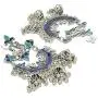 Crunchy Fashion Bollywood Style Traditional Indian Oxidised Silver Jewelry Blue Jhumki Jhumka Earrings for Women/Girls