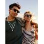 Zhanmai 4 Pieces Valentines Day Fashion Lock Pendant Necklace Punk Chain Choker Long Multilayer Chain Jewelry