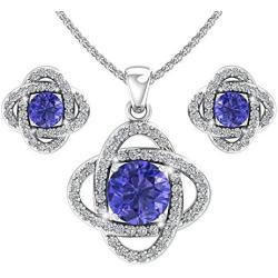 Belinda Jewelz Sterling Silver Knot Birthstone Earrings and Pendant Necklace Set