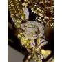 Shop-iGold Men Women 925 Italy Gold Finish Iced Silver Rose Charm Ice Out Pendant Stainless Steel Real 6mm Miami Cuban Chain Necklace, Mens Jewelry, Iced Pendant, Miami Cuban Necklace