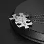 omodofo Valentines Day His and Hers Puzzle Piece Pendant Necklace KeyChain Set Personalized Couples Stamped Chain Keyring