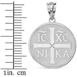 Sterling Silver Christogram Symbol IC XC NIKA Jesus Christ Conquers Medallion Necklace