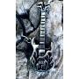 Trilogy Jewelry Pewter Electric Bass Guitar with Flames Necklace/Pendant