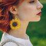 Sunflower Earrings Handmade Wood Stainless Steel Earwires Yellow Daisy Eardrop Dangler You are My Sunshine Jewelry Fashion Birthday Gifts for Women Teen Girls Daughter Mom Best Friend Sister