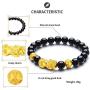 EIELO Feng Shui Pixiu Good Luck Bracelets for Men Women Natural Gemstone Healing Energy Obsidian Pi Yao Dragon Charm Beaded Bracelet Attach Wealth Money Jewelry