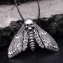 HAQUIL Skull Jewelry Alloy Skull Deaths-Head Hawkmoth Pendant Necklace with Leather Cord for Women and Girls, 19.8''