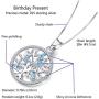 Aniu Birthstone-Necklace for Women, Solid Sterling Silver Family Tree-of-Life-Pendant, Crystal Gemstone Charm Jewelry, Birthday Gift for Mom Wife Girlfriend Grandma