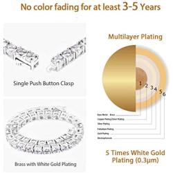 KRKC&CO 4mm Tennis Chain and Bracelet Set, 14k Gold Single Row Prong-Setting with Hand-Selected 5A CZ Stones, Urban Street-wear Hip Hop Jewelry for Rappers