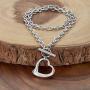 ELYA Stainless Steel Cable Chain Open Heart Toggle Necklace - 18 Inches