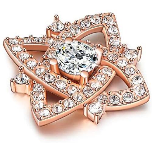 Swarovski Crystal 18K Gold Plated Star Necklace 925 Sterling Silver Birthstone Pendant Necklaces for Women with 5A Cubic Zirconia Christmas Jewelry Birthday Gift for Women