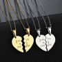 MJartoria Couples Necklaces for 2-Her King His Queen Engraved Split Heart Love Pendant Necklaces Gifts for Birthday Valentines Day