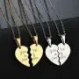 MJartoria Couples Necklaces for 2-Her King His Queen Engraved Split Heart Love Pendant Necklaces Gifts for Birthday Valentines Day MJartoria Couples Necklaces for 2-Her King His Queen Engraved Split Heart Love Pendant Necklaces Gifts for Birthday Valentines Day
