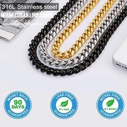 Jewelry Kingdom 1 Necklace and Bracelet for Men and Women 18K Gold Chain Cuban Link Chain for Mens Jewelry, Necklace for Women, Top 316L Stainless Steel, 7-3inches Long and 6-12MM Wide Optional