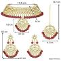 Aheli Faux Kundan Necklace Earrings Maang Tikka Set Indian Ethnic Wedding Fashion Jewelry Set for Women