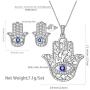 Aurora Tears Hamsa Hand Jewelry Women 925 Sterling Silver Hand of Fatima Necklace/Earring/Ring Good Luck Success Amulet Jewelry Crystal Lucky Jewellery