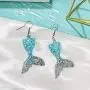 Sequins Mermaid Tail Earrings For Women Fantasy Ocean Princess Earrings Tassel Earrings Creative Ear Hook Translucent Fishtail Pendant Pearl Earrings