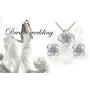 Yoursfs Halos Bridal Jewelry Set for Women Platinum Plated Big CZ Austrian Crystal Clip On Earrings Pendant Necklace Sets