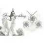 Yoursfs Halos Bridal Jewelry Set for Women Platinum Plated Big CZ Austrian Crystal Clip On Earrings Pendant Necklace Sets