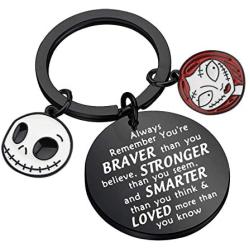 AKTAP The Nightmare Before Christmas Inspired Keychain Jack Skellington & Sally Jewelry You’re Braver Than You Believe