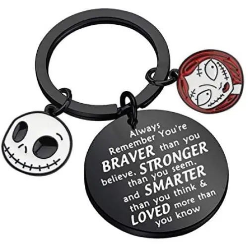 AKTAP The Nightmare Before Christmas Inspired Keychain Jack Skellington & Sally Jewelry You’re Braver Than You Believe AKTAP The Nightmare Before Christmas Inspired Keychain Jack Skellington & Sally Jewelry You’re Braver Than You Believe