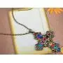 Alilang Ornate Antique Golden Tone Colorful Rhinestone Cross Pendant Necklace Alilang Ornate Antique Golden Tone Colorful Rhinestone Cross Pendant Necklace