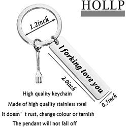 HOLLP Lunch Lady Keychain Gift Lunch Lady Jewelry I Forking Love You Keychain Gift for Lunch Lady Cooker Cafeteria Worker Buffet Workers