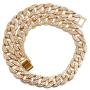 XY Fancy 14MM Men Necklace Bracelet Gold Plated Cuban Link Miami Chain Hip Hop Style Full Diamond-Mounted
