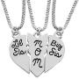 MayLove 3 psc Big Sis Lil Sis Mom Split Broken Heart Necklace Puzzle Family Pendant Chain Jewelry Set