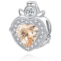 RLCCLR Birthstone Charms 925 Sterling Silver Angel Wings Heart Bead Charms Fit Pandora Charms Bracelet, Lucky Charms with Cubic Zirconias, Fit Wife Daughter Mom Christmas Birthday Gift