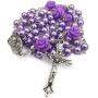 Nazareth Store Catholic Purple Pearl Beads Rosary Necklace 6mm Holy Soil Medal & Cross