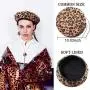 4 Pieces Women Leopard Jewelry Set French Beret Hat Leopard Leather Bracelet Earring Necklace 4 Pieces Women Leopard Jewelry Set French Beret Hat Leopard Leather Bracelet Earring Necklace