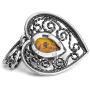 Sterling Silver Amber Heart Necklace 18 Inches
