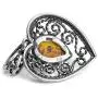Sterling Silver Amber Heart Necklace 18 Inches Sterling Silver Amber Heart Necklace 18 Inches