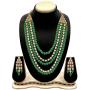 Aheli Kundan Pearl Long Multi Layered Necklace Earrings Set Indian Wedding Jewelry for Women