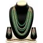 Aheli Kundan Pearl Long Multi Layered Necklace Earrings Set Indian Wedding Jewelry for Women
