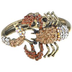 Alilang Golden Scorpion Wrap Bangle Bracelet Topaz Colored Crystal Rhinestone Scorpio